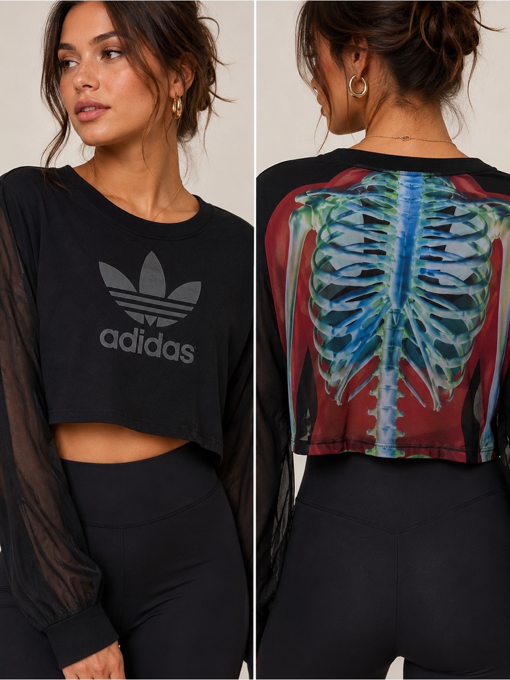 Adidas Originals x Rita Ora Skeleton Sheer Crop Top Black 2015
